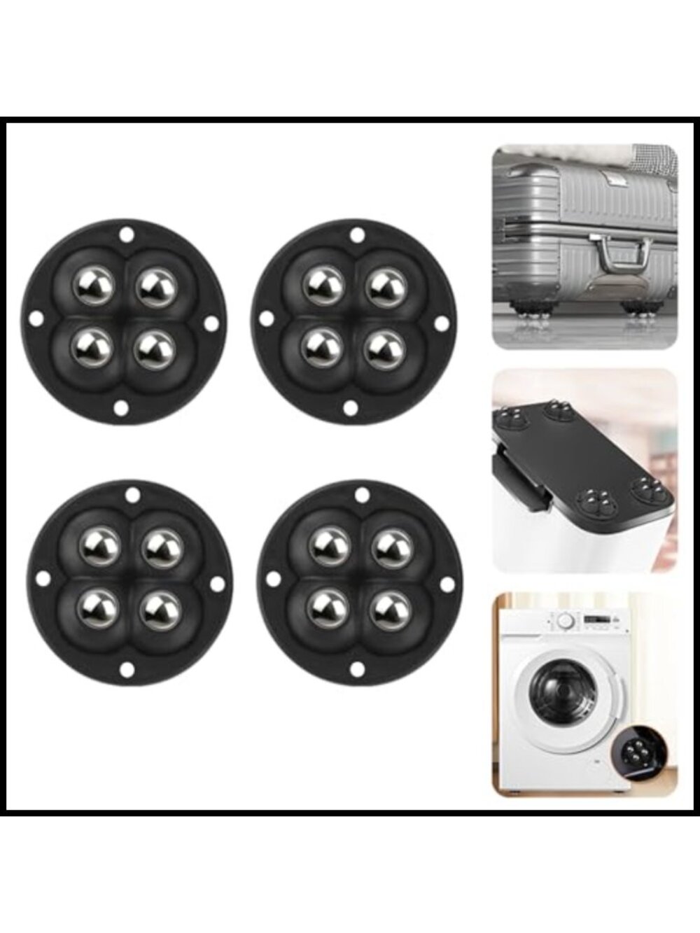 Mini Casters 4 Pcs Self Adhesive 360° Swivel Wheels for Appliances